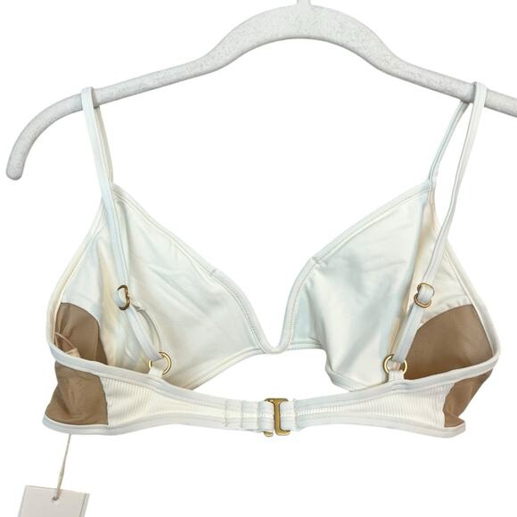 NWT l*space Macey Bikini Top Cream sz M V-Wire Mesh Bralette Ribbed Summer Bride - Picture 6 of 10